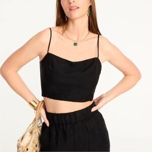 Linen-cupro blend Tie-back tank top